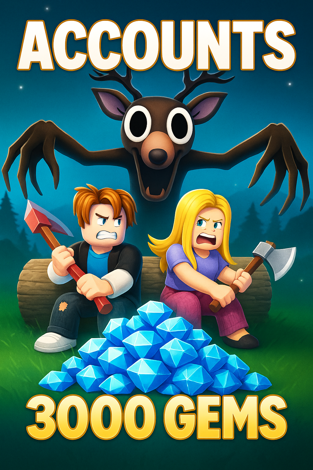 3000 Gems (Account) - 99 Nights in the Forest